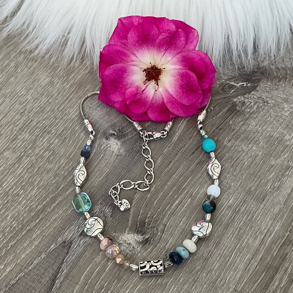 🩵💙BRIGHTON Barbados Silver & Blue Beaded Adjustable Necklace